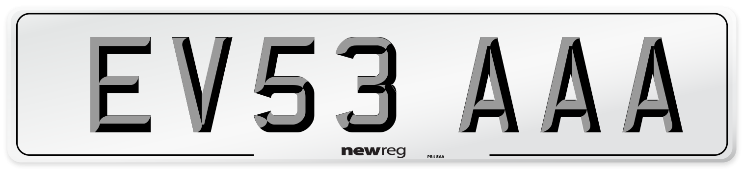 EV53 AAA Number Plate from New Reg